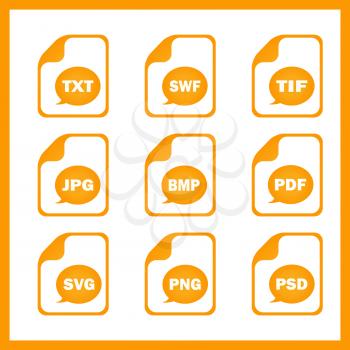     Set of icons indicating the digital formats.