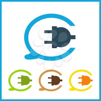 Wire, socket and electric plug vector design.