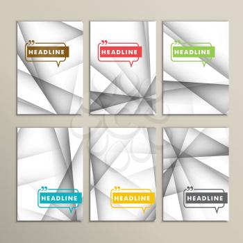 Vector set of brochures. Abstract line background.