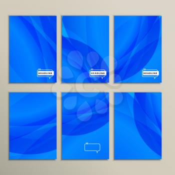 Set six abstract pictures of bright blue.