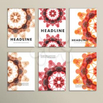 Set of six covers with abstract patterns.