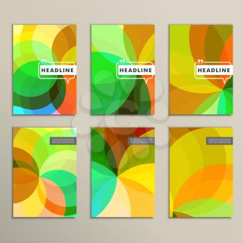 Set of 6 covers with abstract patterns.