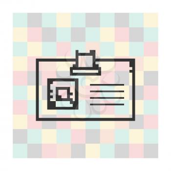 Vector pixel icon badge on a square background.