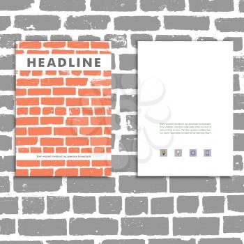 Cover vector book with background color brickwork.