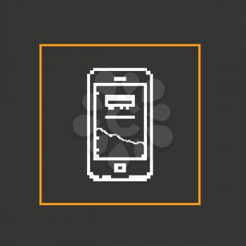 Simple stylish pixel icon phone. Vector design.
