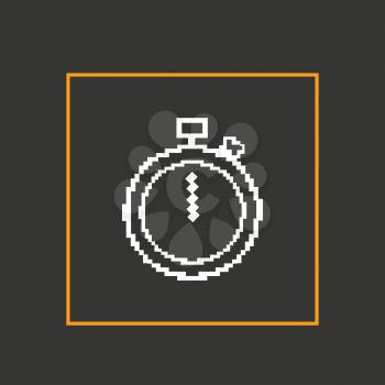 Simple stylish pixel icon stopwatch. Vector design.