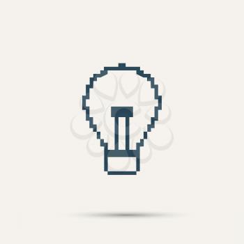 Simple stylish pixel icon bulb. Vector design.
