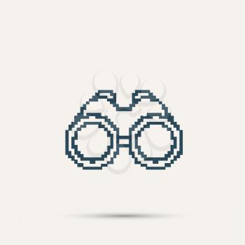 Simple style binoculars pixel icon. Vector Design.
