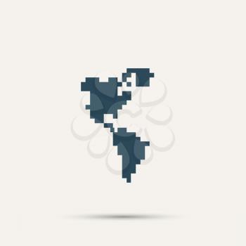 Pixel icon North and South America. Vector design.