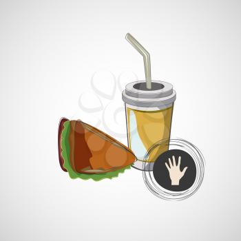 Vector icon of fast food sandwich and a drink.