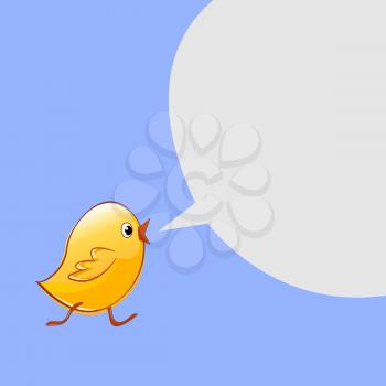 Little chicken goes and talks. Vector design.