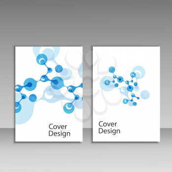 Abstract molecules brochure design. Vector cover template.