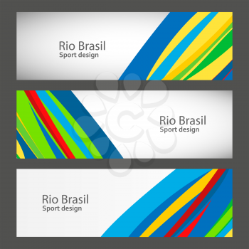 Set banners in colors of Brazil flag. Vector color concept.
