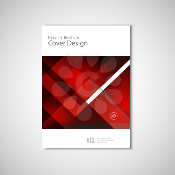 White classic vector brochure template design with red geometric elements.