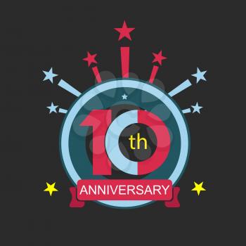 Ten symbol, years, anniversary logo, discount.