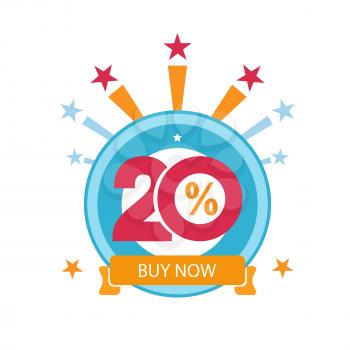 Twenty discount icon. Sales design template. Shopping and low price symbol.