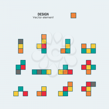 Game tetris square template. Brick game pieces.