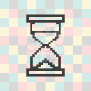 Vector pixel icon hourglass on a square background.