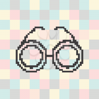 Vector pixel icon glasses on a square background.