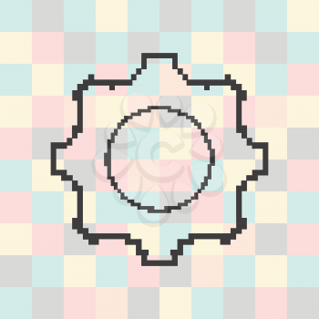 Vector pixel icon cog on a square background.