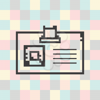 Vector pixel icon badge on a square background.