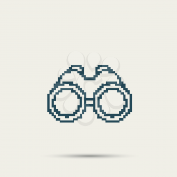 Simple style binoculars pixel icon. Vector Design.