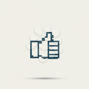 Pixel icon raised a finger. Vector design.