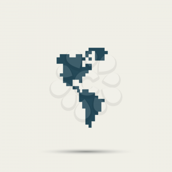 Pixel icon North and South America. Vector design.