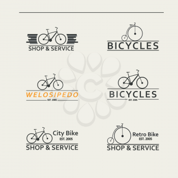 Set of simple vector logos for bicycles.