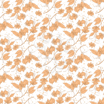 Seamless floral background, abstract pattern, kobe flowers and leaves. Vector