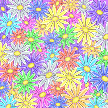 Abstract vector background with a various symbolical flowers