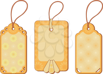 Set Labels Tags with Floral Pattern. Free for the Test with the Description and Price of Goods. Vector