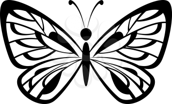 Butterfly Monochrome Black Pictogram Icon Isolated on White Background. Vector