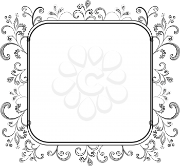 Floral background, symbolical flowers and leafs, contours. Vector