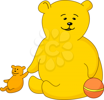 Teddy-bear with a ball and a toy little bear