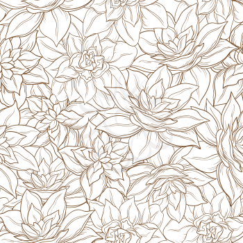 Seamless floral background, narcissus flowers contour on white. Vector