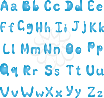 Alphabet set, blue uppercase and lowercase letters isolated on white background. Vector