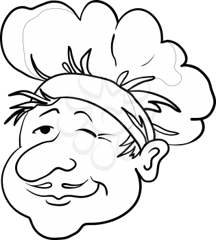 Head of the cook - chef in a cap, funny character, contour