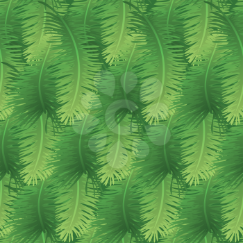 Seamless background, green branches with leaves of palm trees. Vector