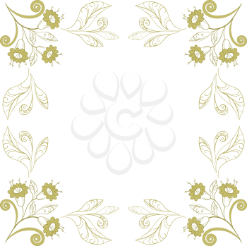 Abstract Floral Pattern, Symbolical Outline Flowers on a White Background. Vector