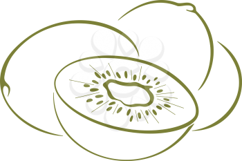 Food, kiwi fruit, green monochrome pictogram, isolated on white background. Vector
