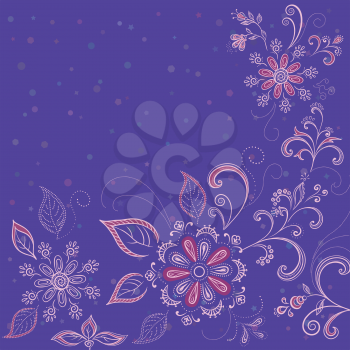 Abstract background with a symbolical flowers and contours. Vector