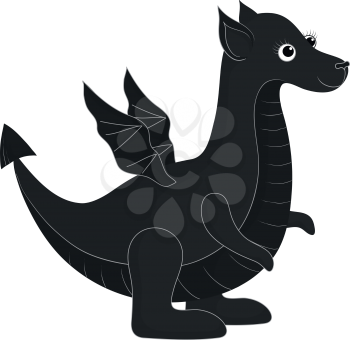 Symbol of holiday East New Years dragon, black silhouette with white lines. Vector illustration