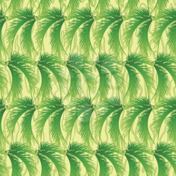 Seamless background, abstract pattern, green branches with leaves of palm trees. Vector