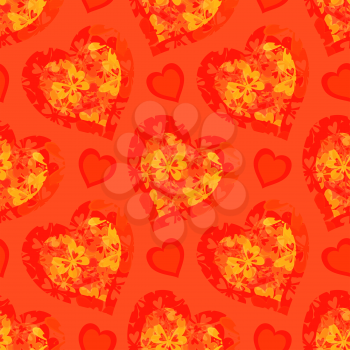 Seamless Background, Valentine Holiday Hearts with Butterflies and Abstract Pattern. Eps10, Contains Transparencies. Vector