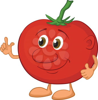 Cartoon vegetable, character tomato isolated on white background. Vector