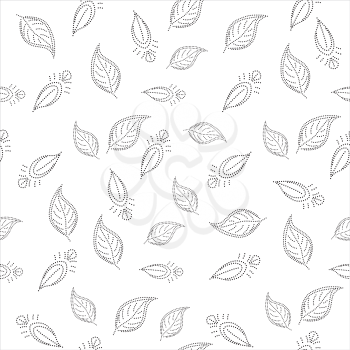 Abstract seamless background with a symbolical leaves, contours. Vector