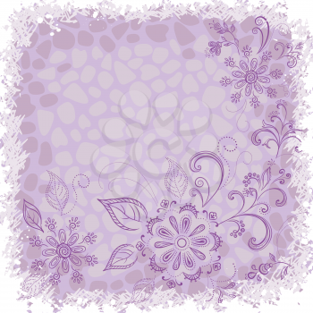 Abstract background with outline symbolical floral pattern. Vector