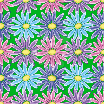 Abstract Floral Pattern with a Various Symbolical Flowers. Vector