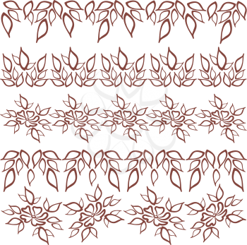 Seamless background, wallpaper with pattern of abstract flowers and leafs. Vector